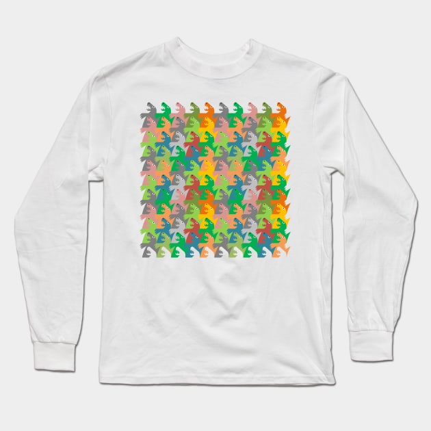 Dinosaur Tessellation Long Sleeve T-Shirt by inotyler